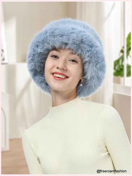 Wide Brim Faux Fur Bucket Hat Winter Fisherman Hat main image 6